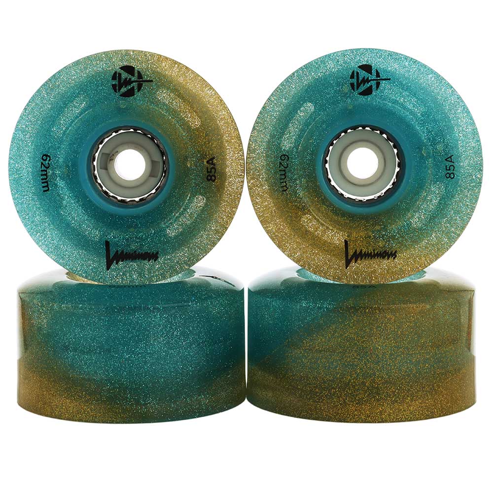 Ruote luminose LUMINOUS - 62mm/85A - SUNNY SKY pacco da 4 ruote da strada per pattini a rotelle quad