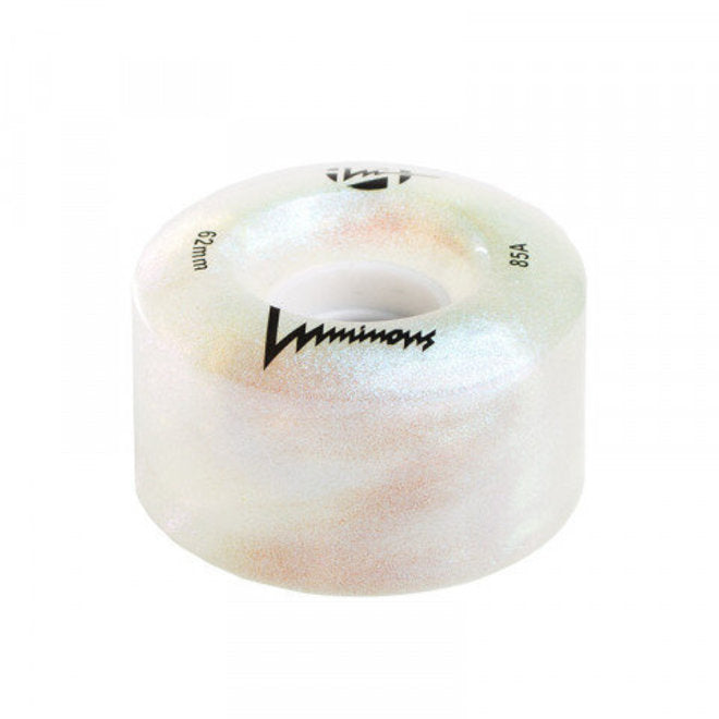 Ruote luminose LUMINOUS - 62mm/85A - WHITE PEARL pacco da 4 ruote da strada per pattini a rotelle quad
