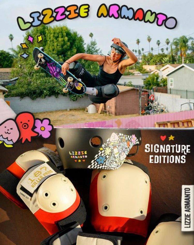 Six Pack Adults 187 Killer Pads® X Lizzie Armanto full protection set for rollerskating, skateboarding and inline skating / Size S/M