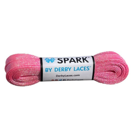 Pink Cotton Candy 96 inch (244 cm) SPARK by Derby Laces Metallic Roller Derby Skate Lace