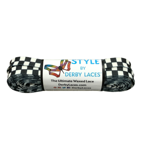 Checkered Black and White – 72 inch (183 cm) STYLE Waxed Shoe and Skate Lace by Derby Laces