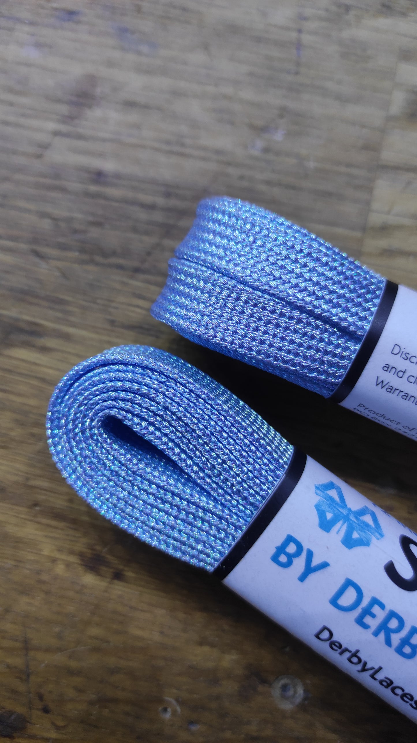Aquamarine 96 inch (244 cm) SPARK by Derby Laces Metallic Roller Derby Skate Lace