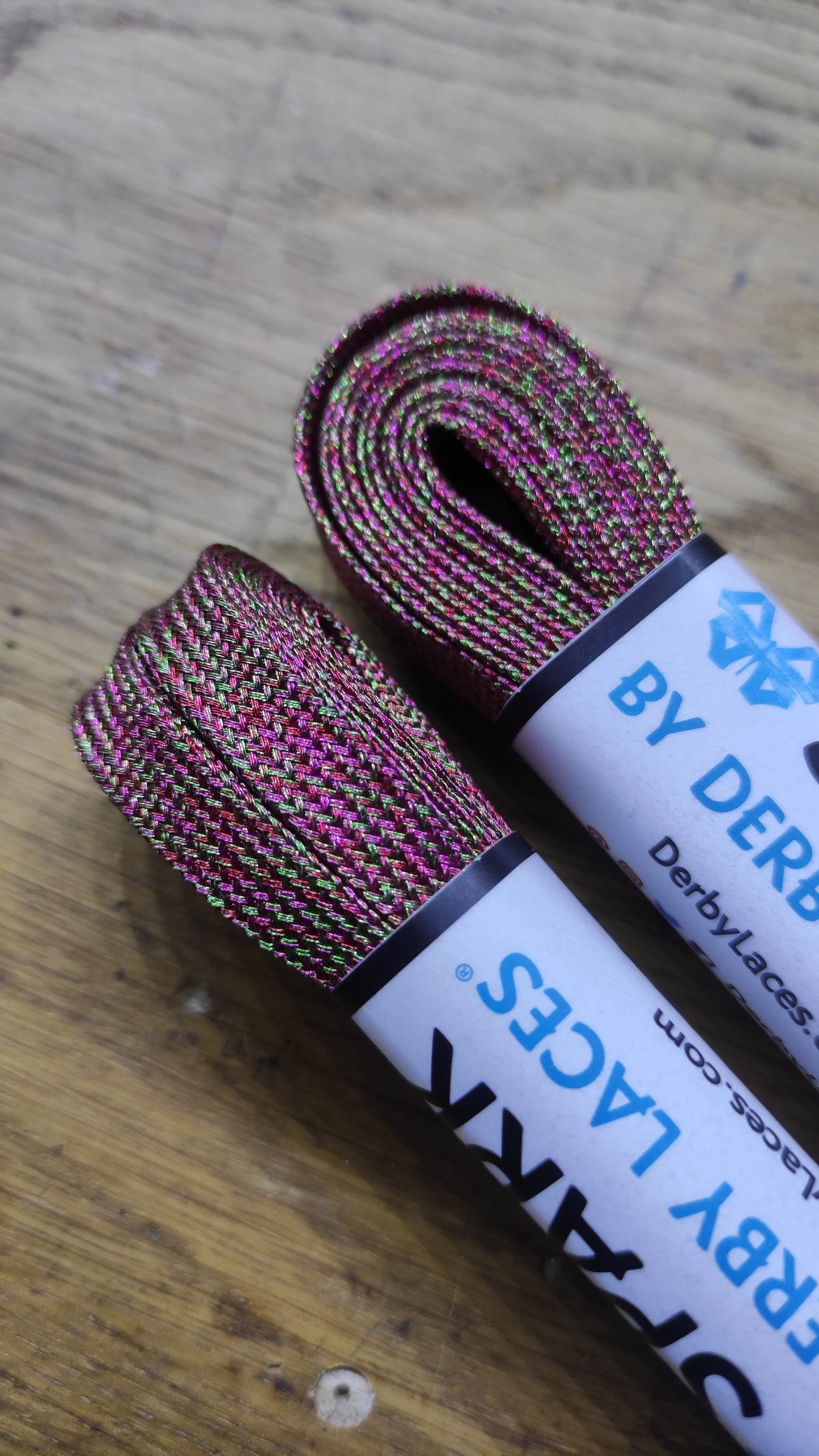 Rainbow Mirage 72 inch (183 cm) SPARK by Derby Laces Metallic Roller Derby Skate Lace
