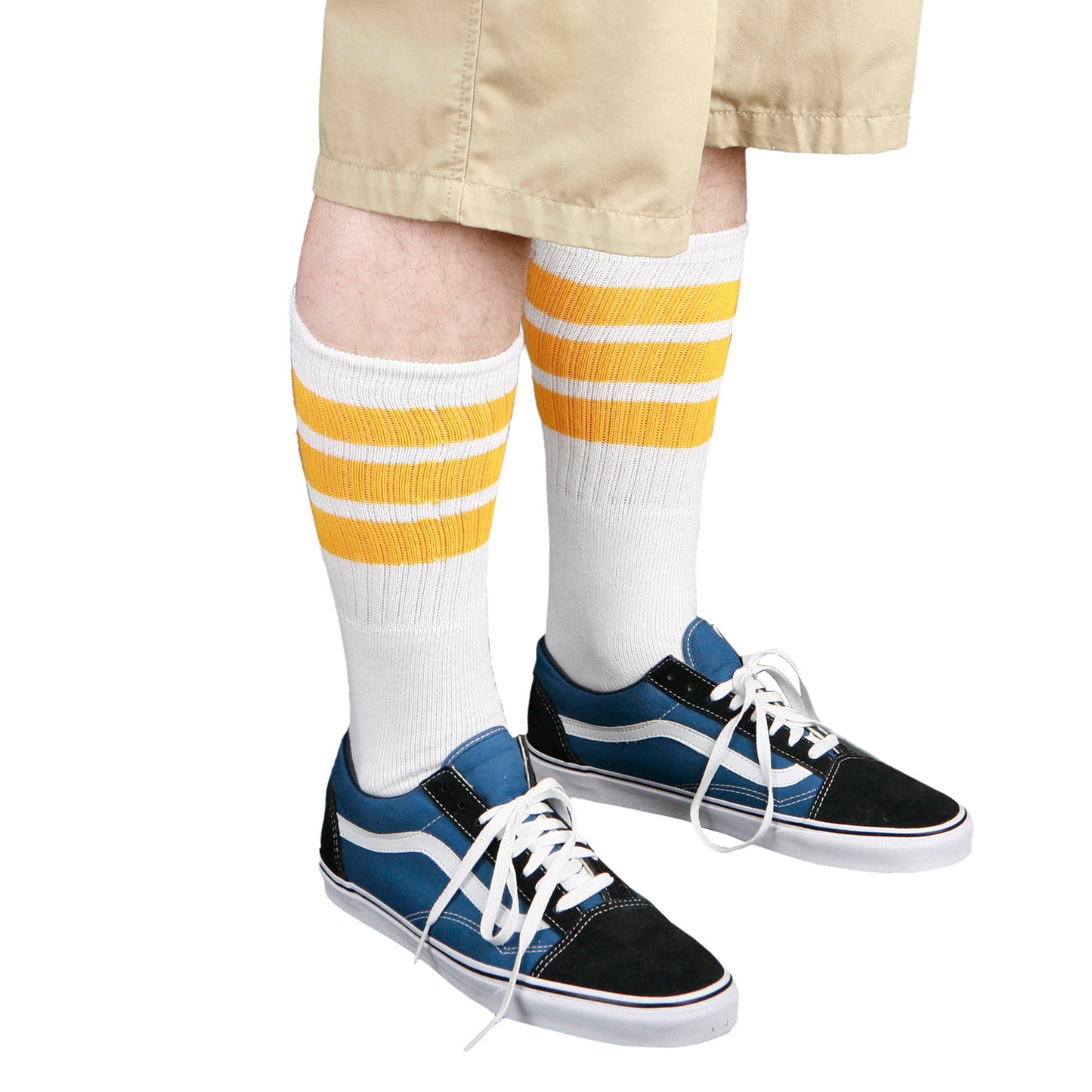 Skatersocks 22 Inch Knee High Tube Socks white - royal blue red striped