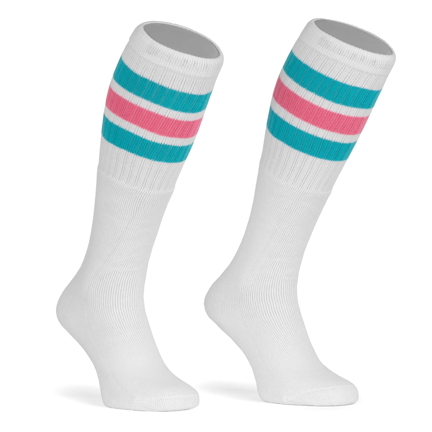 Skatersocks Calze tubolari 19 pollici bianche - strisce acqua/rosa bubblegum