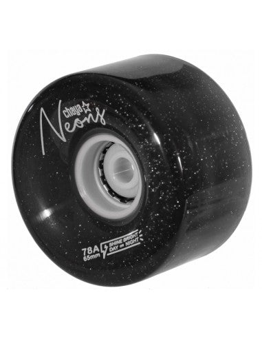 Ruote Chaya Neon Black / Ruote da esterno luminose per pattini a rotelle / pack da 4 ruote