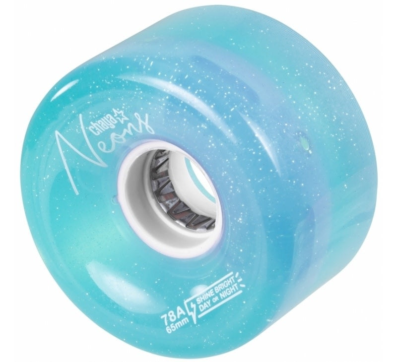 Ruote Chaya Neon Blue / Ruote da esterno luminose per pattini a rotelle / pack da 4 ruote