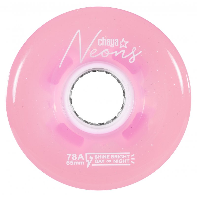 Ruote Chaya Neon Pink / Rosa / Ruote da esterno luminose per pattini a rotelle / pack da 4 ruote