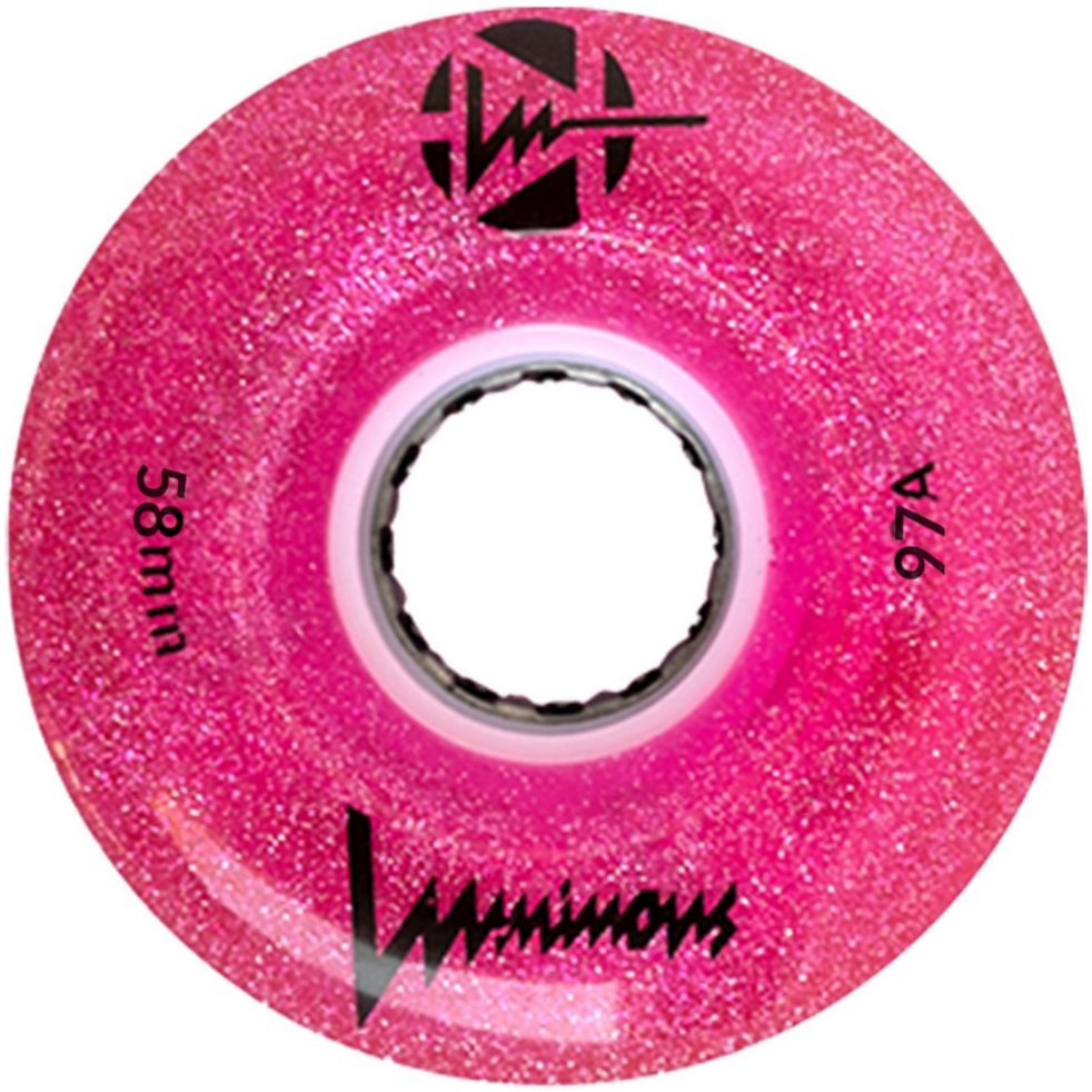 LUMINOUS quad wheels - 58mm/97A - GLITTER PINK - pack of 4 wheels