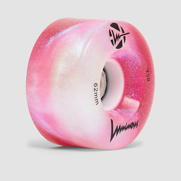 Ruote luminose LUMINOUS - 62mm/85A - COTTON CANDY pacco da 4 ruote da strada per pattini a rotelle quad