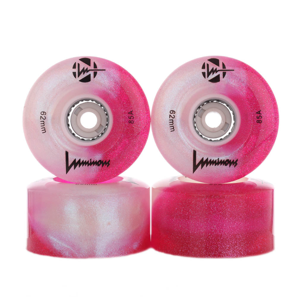 Ruote luminose LUMINOUS - 62mm/85A - COTTON CANDY pacco da 4 ruote da strada per pattini a rotelle quad