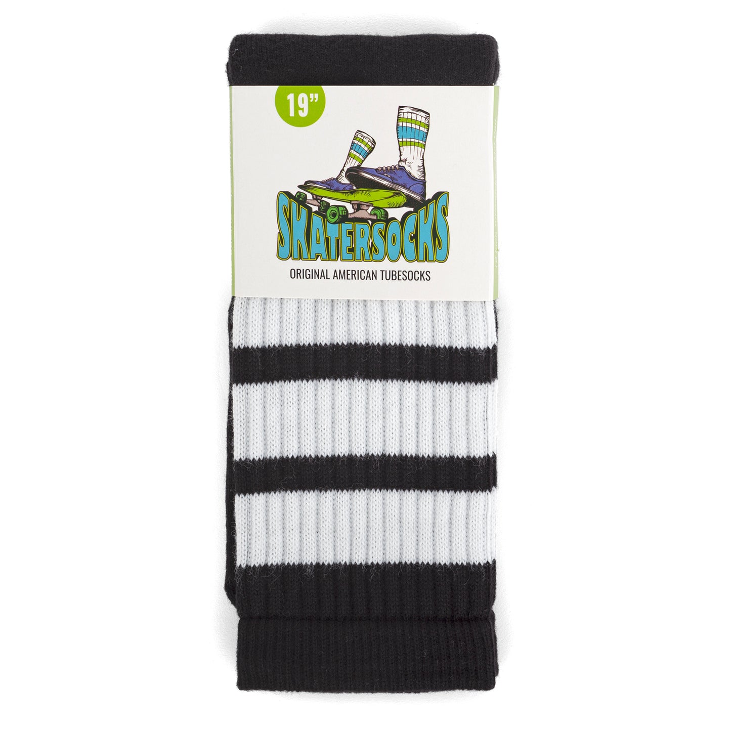 Skatersocks Calze tubolari 19 pollici neri - strisce bianche