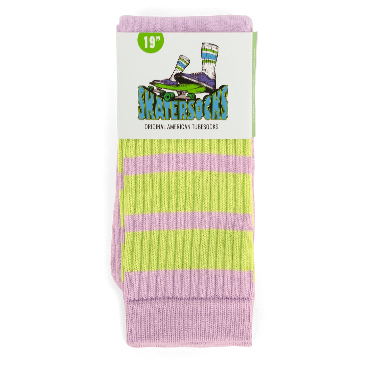 Skatersocks Calze tubolari 19 pollici lilla - strisce verde acido