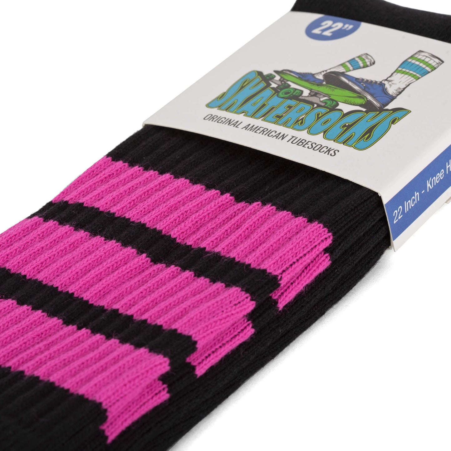 Skatersocks Calze tubolari 22 pollici nere - strisce fucsia