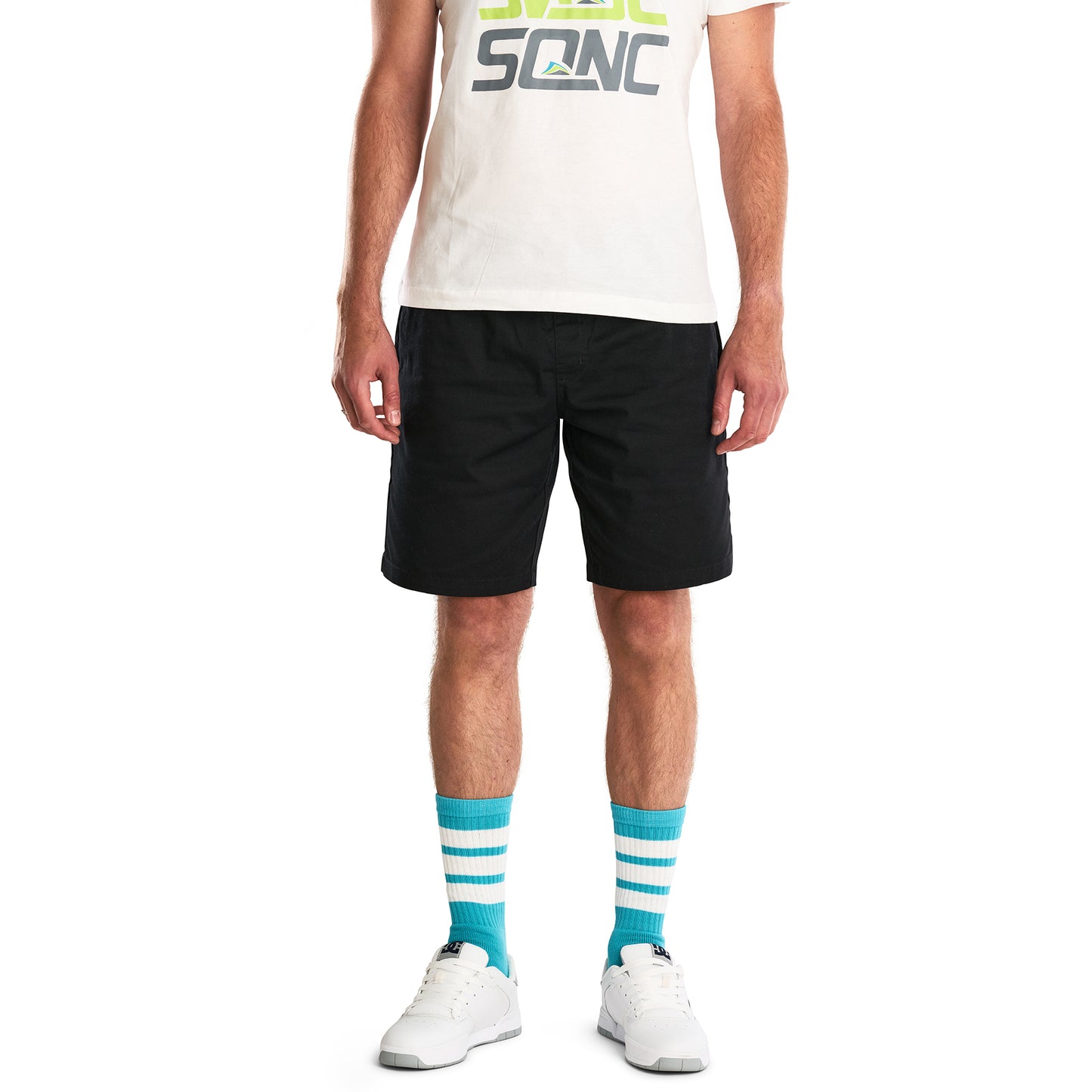 Skatersocks 19 Inch Mid Calf Tube Socks white - black striped