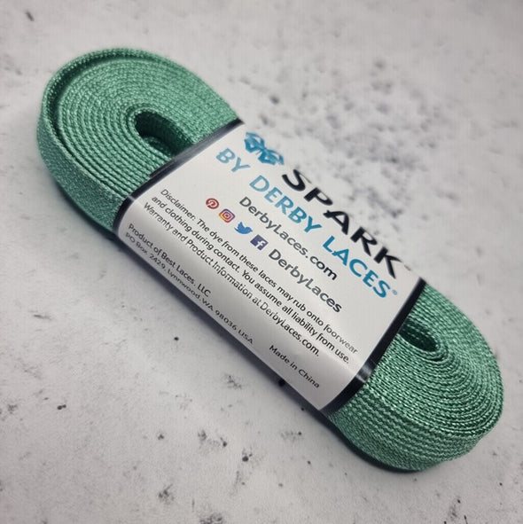 Aquamarine 96 inch (244 cm) SPARK by Derby Laces Metallic Roller Derby Skate Lace