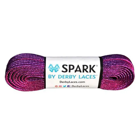 Lacci Derby Laces - 72" / 183cm - Hot pink and purple stripe | strisce fucsia e viola SPARK | effetto metallizzato