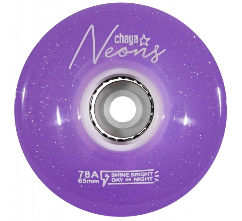 Ruote Chaya Neon Purple / Viola / Ruote da esterno luminose per pattini a rotelle / pack da 4 ruote