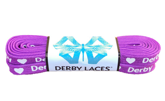 Lacci Derby Laces - 72" / 183cm - Viola con scritta Derby e cuori