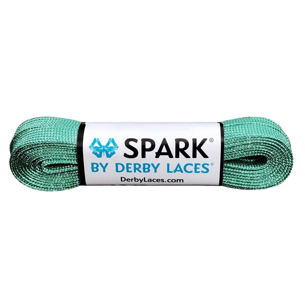 Aquamarine 96 inch (244 cm) SPARK by Derby Laces Metallic Roller Derby Skate Lace