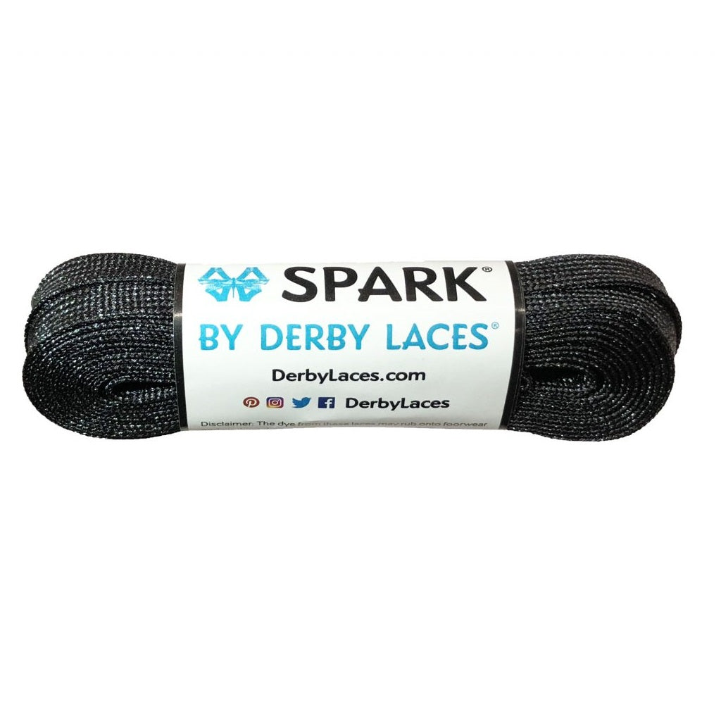 Black 96 inch (244cm) SPARK by Derby Laces Metallic Roller Derby Skate Lace