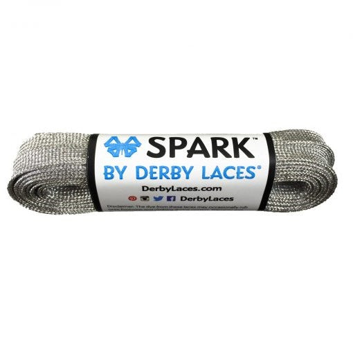 Silver 72 inch (183 cm) SPARK by Derby Laces Metallic Roller Derby Skate Lace