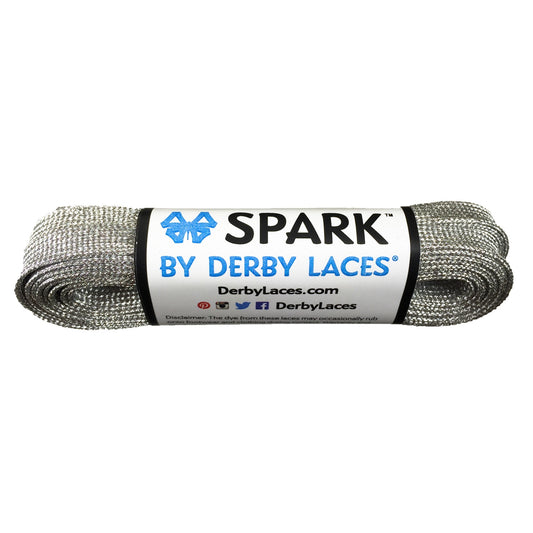 Silver 96 inch (244 cm) SPARK by Derby Laces Metallic Roller Derby Skate Lace