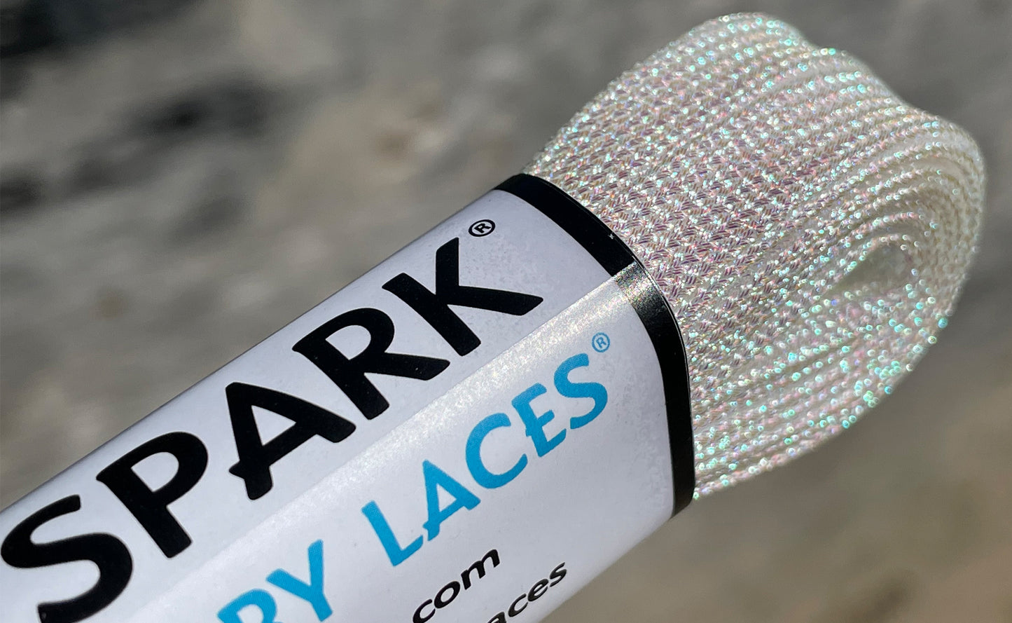 Lacci Derby Laces - 96" / 244cm - White Spark | Bianco perlaceo | SPARK effetto metallico