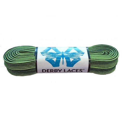 Black and Lime Green Stripe – 72 inch (183 cm) Derby Laces Waxed Roller Derby Skate Lace