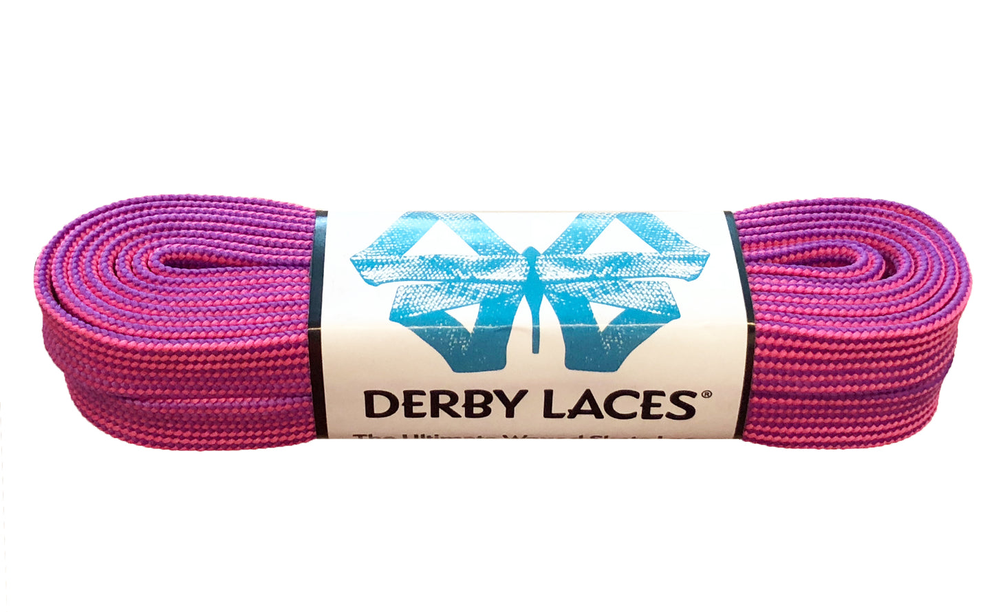 Purple and Hot Pink Stripe – 96 inch (244 cm) Derby Laces Waxed Roller Derby Skate Lace