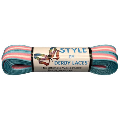 Trans Stripe – 96 inch (244 cm) Pride STYLE Waxed Shoe and Skate Lace by Derby Laces