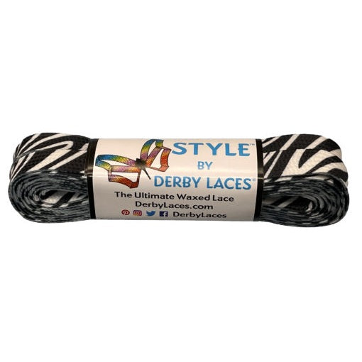 Zebra – 72 inch (183 cm) STYLE Waxed Shoe and Skate Lace by Derby Laces