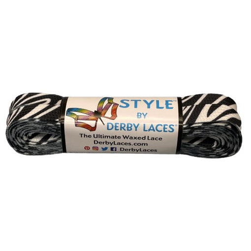 Zebra – 96 inch (244 cm) STYLE Waxed Shoe and Skate Lace by Derby Laces
