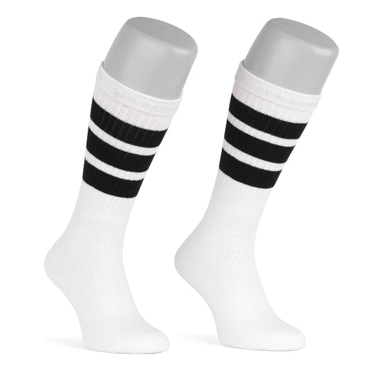 Skatersocks 19 Inch Mid Calf Tube Socks white - black striped