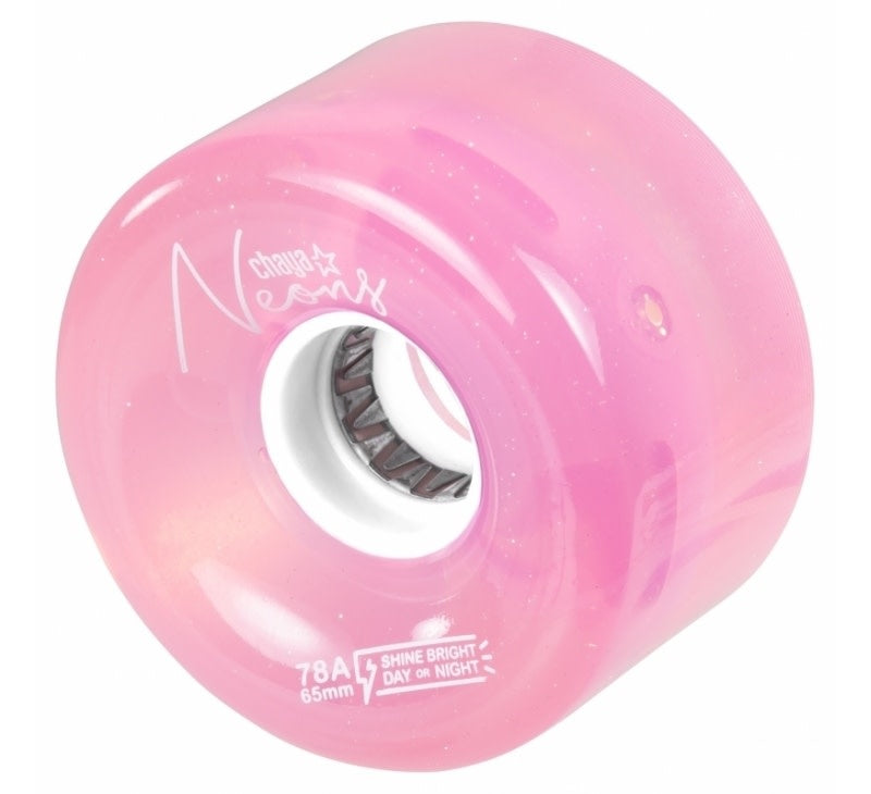 Ruote Chaya Neon Pink / Rosa / Ruote da esterno luminose per pattini a rotelle / pack da 4 ruote